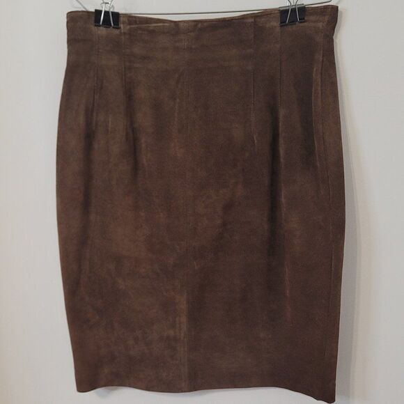 Evan Davies Brown Leather Skirt - Picture 1 of 5